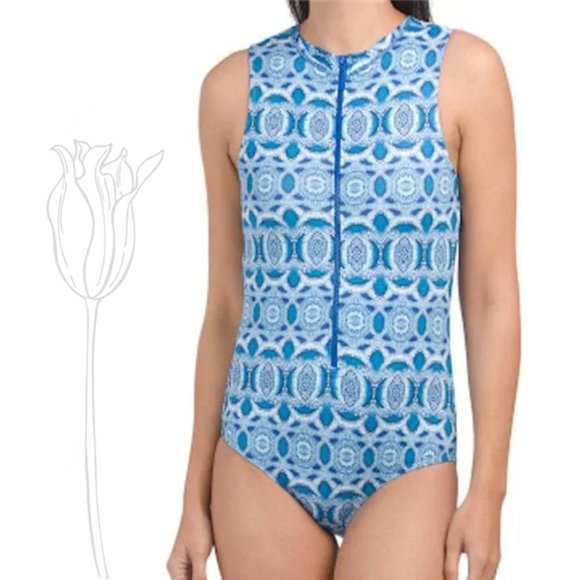 CABANA LIFE Roadmap Sleeveless Unisuit Swimsuit 50+UV One Piece Swim Suit - Picture 1 of 11